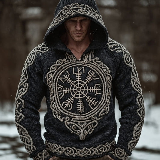 Men's Viking Inspired Vintage Chunky Knit Hooded Sweater elevenforest