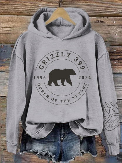 Comstylish Vintage Bear 399 Paw Print Hooded Sweatshirt