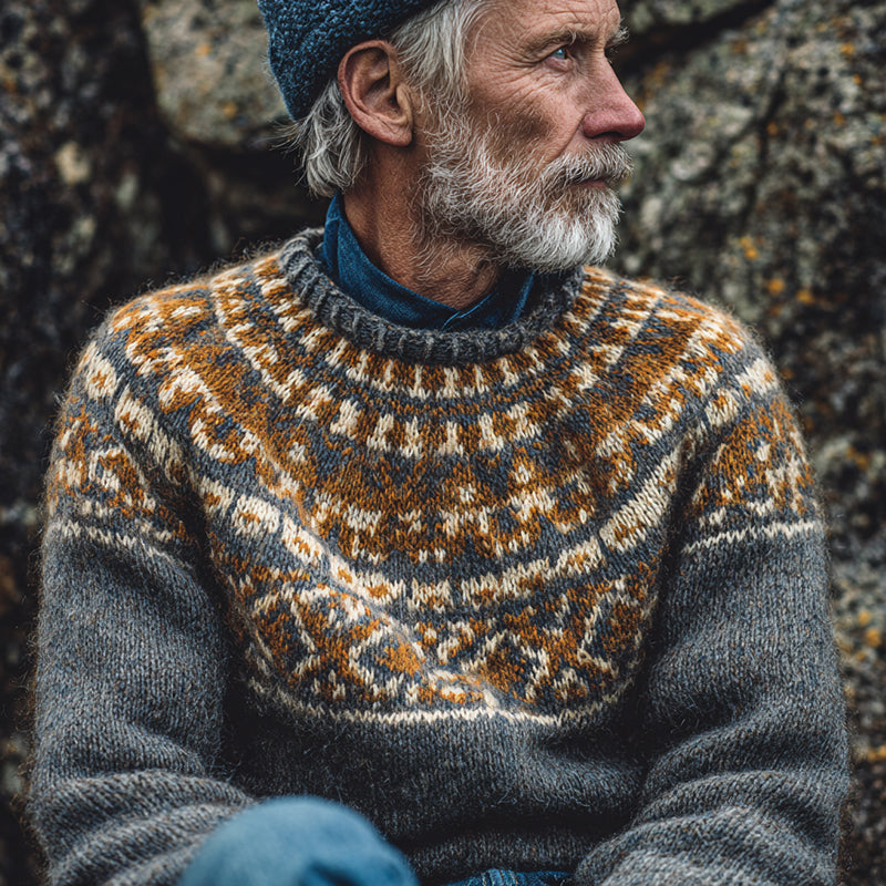 Vintage Fair Isle Norwegian Knit Jacquard Crew Neck Sweater elevenforest