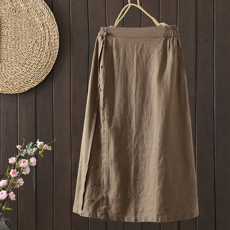Women's Elegant Simple Linen Blend Skirt artswardrobe