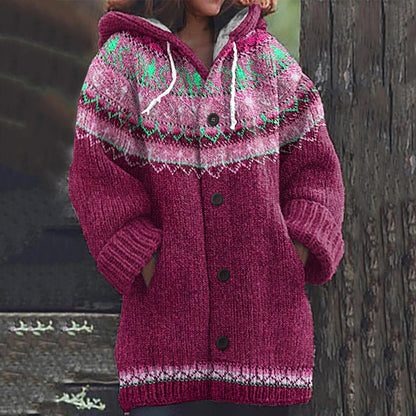 Vintage Icelandic Knit Jacquard Warmth Print Women's Sweater elevenforest