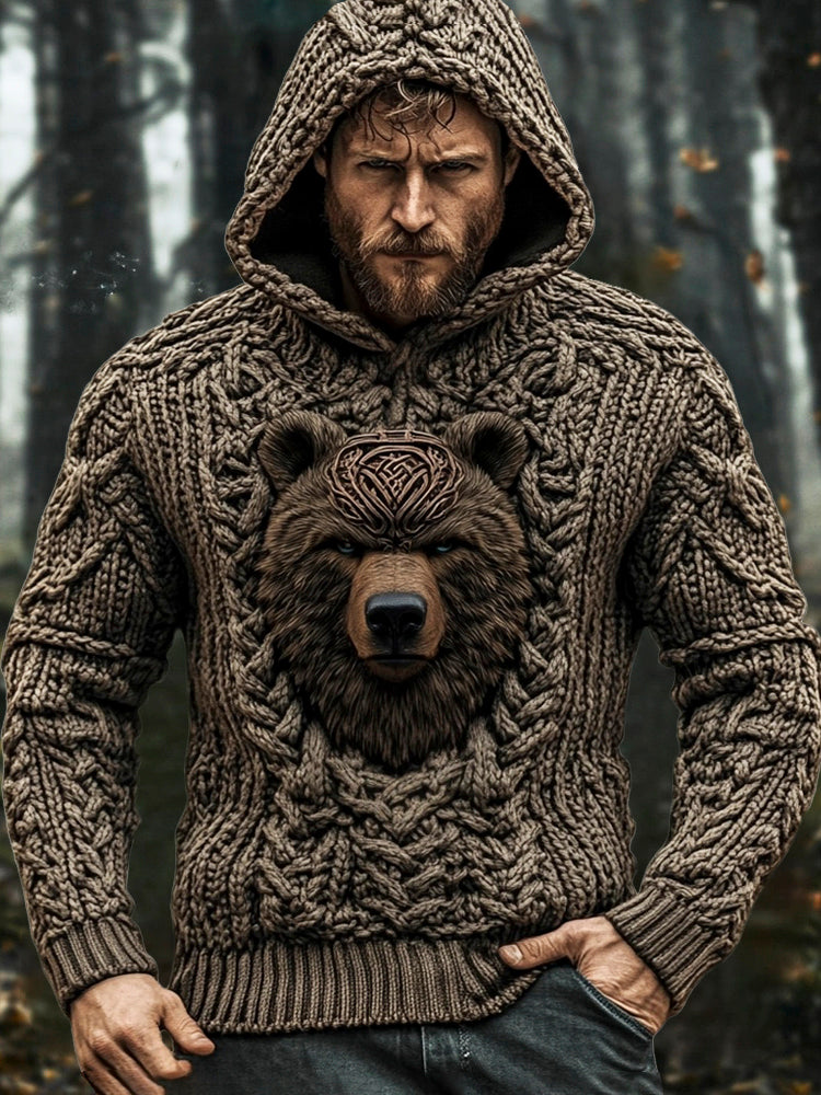 Viking Warrior Bear Totem Men's Hooded Sweater artswardrobe