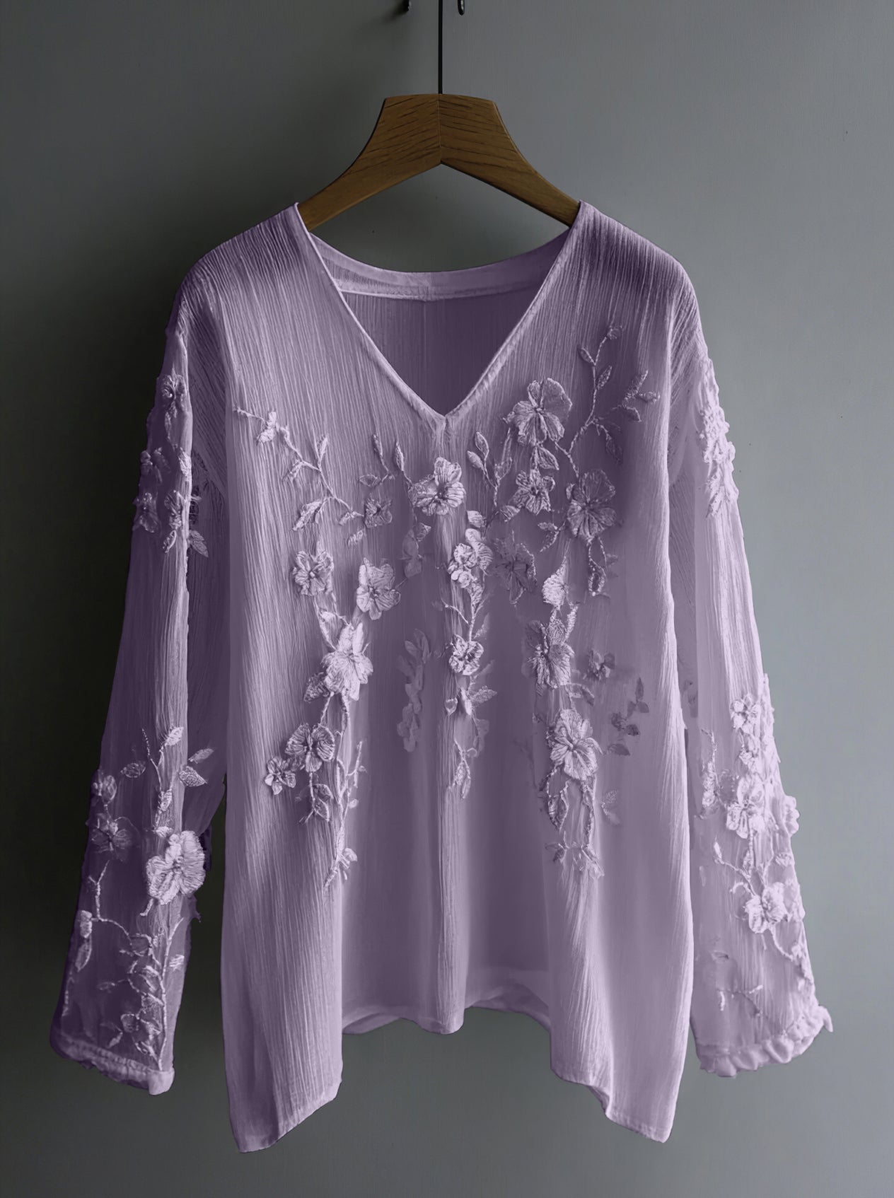 Vintage Floral Lace Embroidered Comfy Long Sleeve Tunic artswardrobe