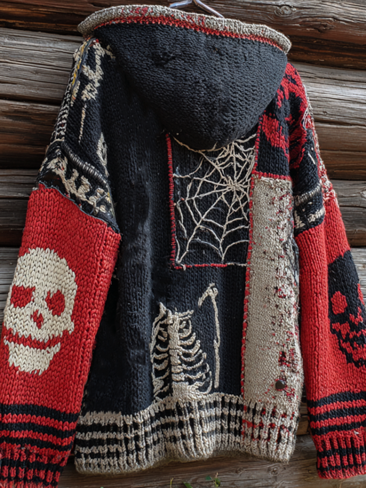 Viking Style Women's Hooded Knit Sweater Jacket For Halloween elevenforest