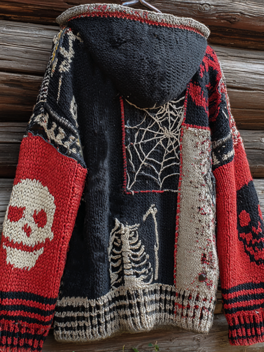 Viking Style Women's Hooded Knit Sweater Jacket For Halloween elevenforest