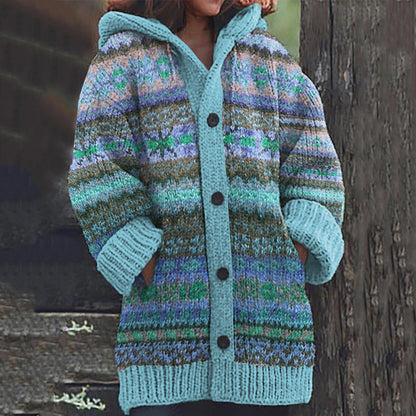 Vintage Fairman Island Knit Jacquard Hooded Sweater Cardigan elevenforest