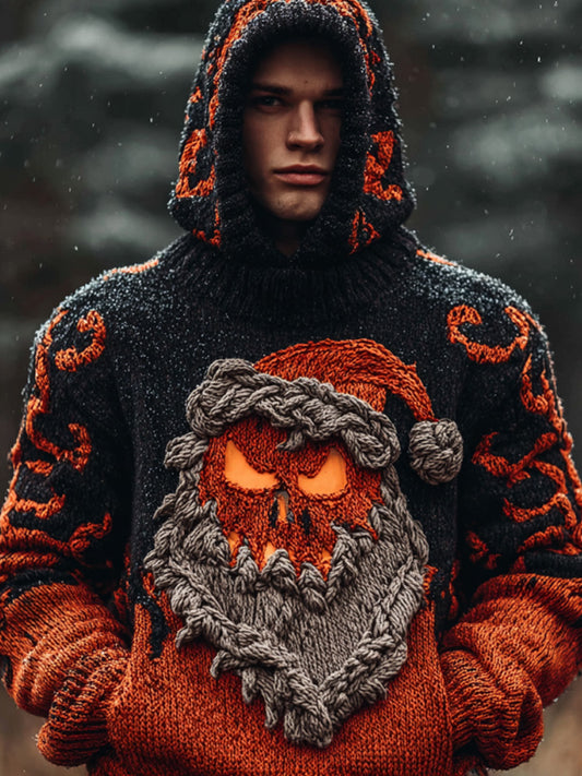 Men's Vintage Ghost Face Christmas Embroidered Hooded Sweater artswardrobe