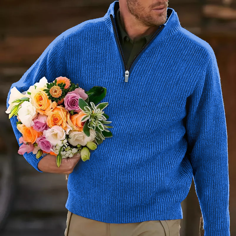 Vintage Scandinavian Warmth Knit Jacquard Icelandic Half Zip Collar Sweater Unisex artswardrobe