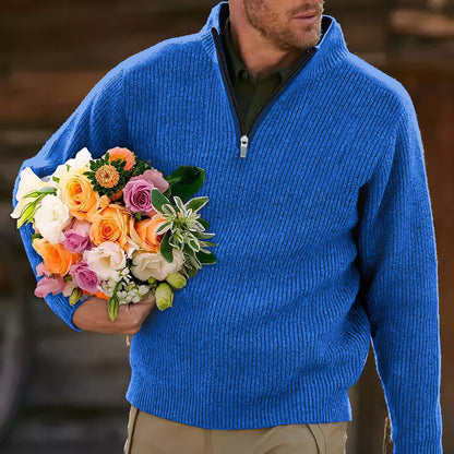 Vintage Scandinavian Warmth Knit Jacquard Icelandic Half Zip Collar Sweater Unisex artswardrobe