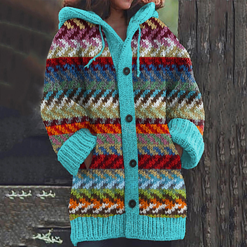 Vintage Tribal Icelandic Knitted Pattern Cozy Cardigan Sweater elevenforest