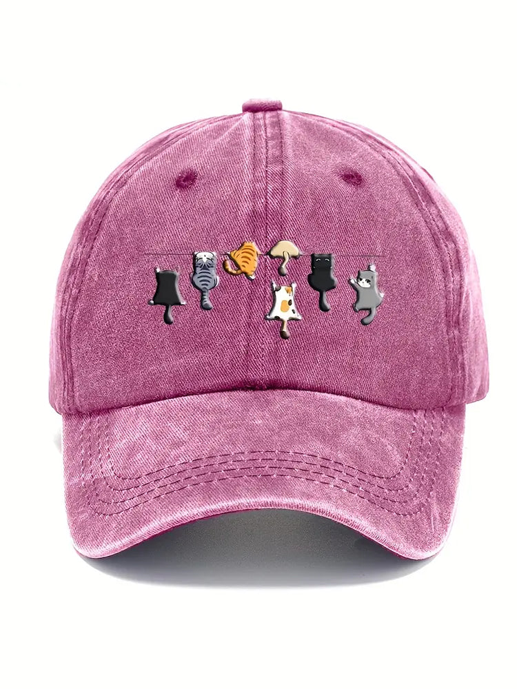 Comstylish Cartoon Cats Vintage Washed Hat