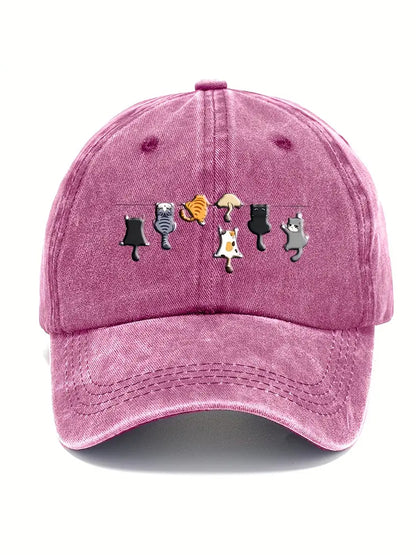 Comstylish Cartoon Cats Vintage Washed Hat