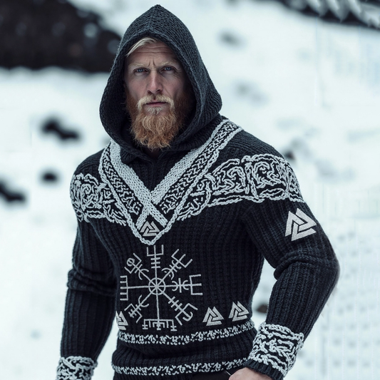 Men's Viking Compass Compass Celtic Totem Hooded Sweater artswardrobe