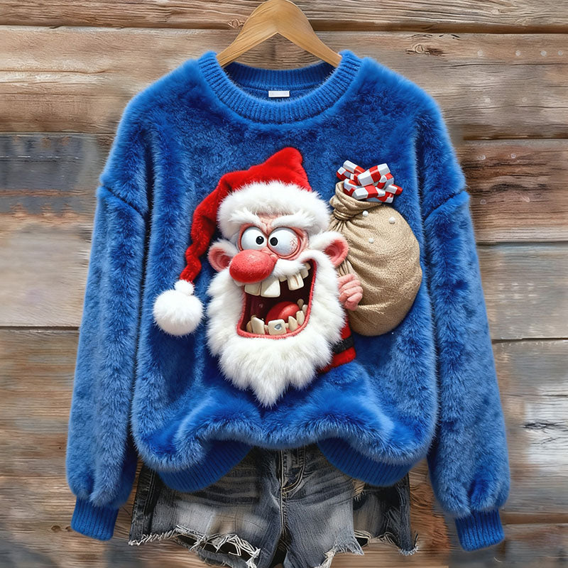 Comstylish Ugly Santa Claus Plush Sweater For Women