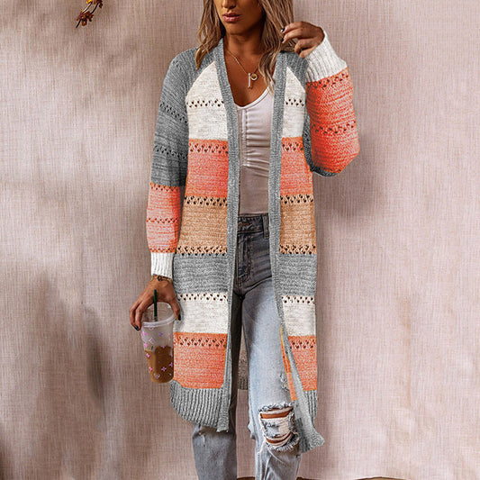 Vintage Contrast Cutout Sweater Cardigan elevenforest