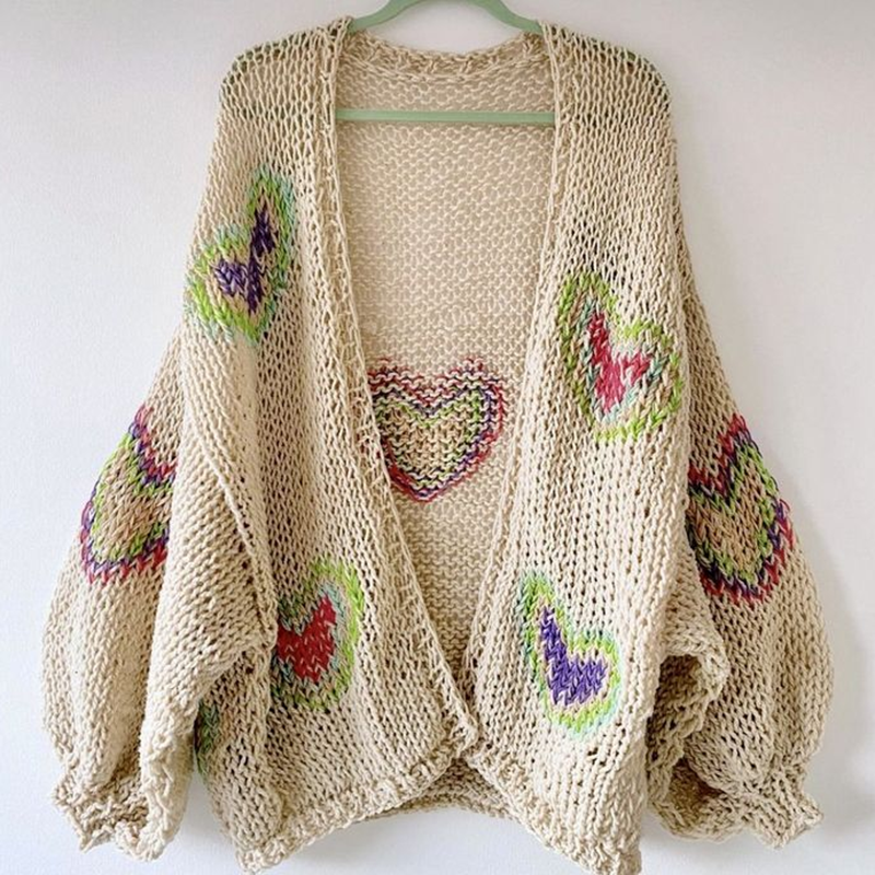 Women's Valentine Heart Button Down Cozy Sweater artswardrobe