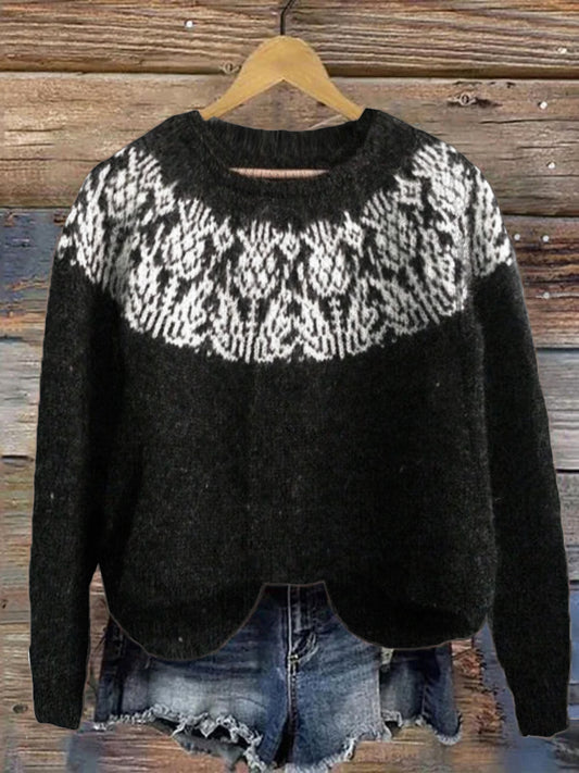 Scottish Thistle Flower Women's Icelandic Sweater elevenforest