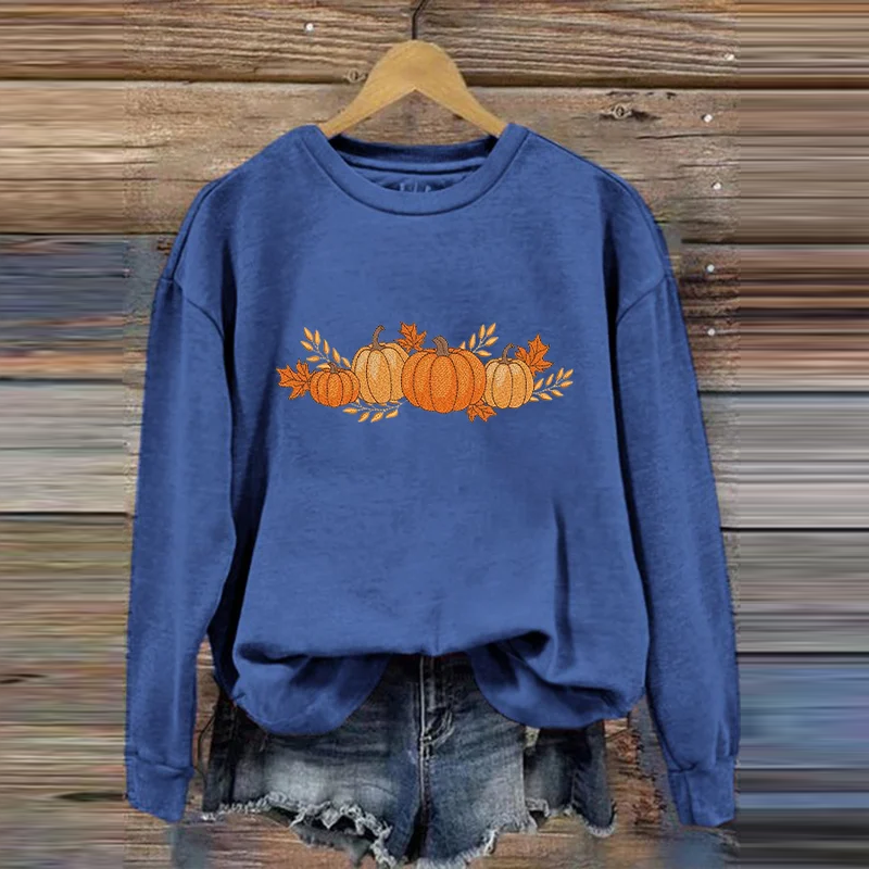 Thanksgiving Autumn Pumpkin It's Fall Y'all Geometric Printed Women's Sweatshirt artswardrobe