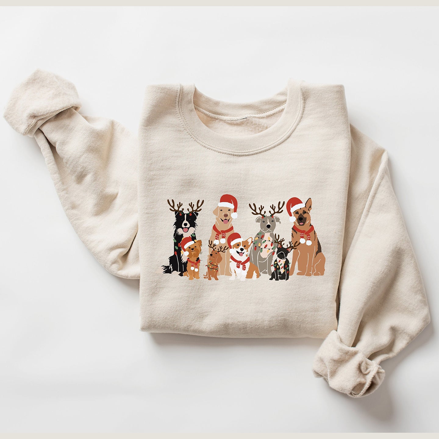 Comstylish Christmas Dog Print Cozy Sweatshirt