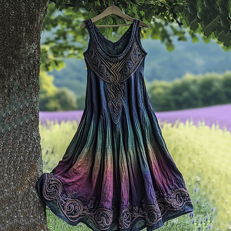 Retro Celtic Knot Gradient Design Dress artswardrobe