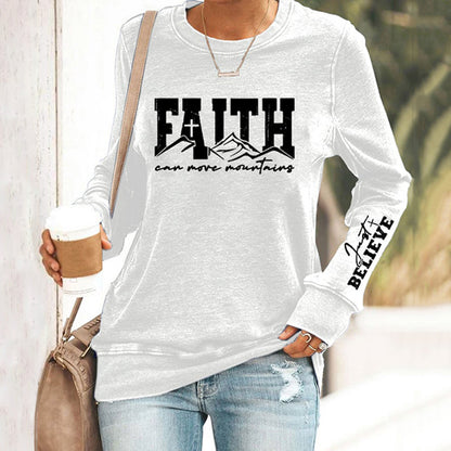 Comstylish Women's Faith Move Mountains Cross Casual Sweatshirt