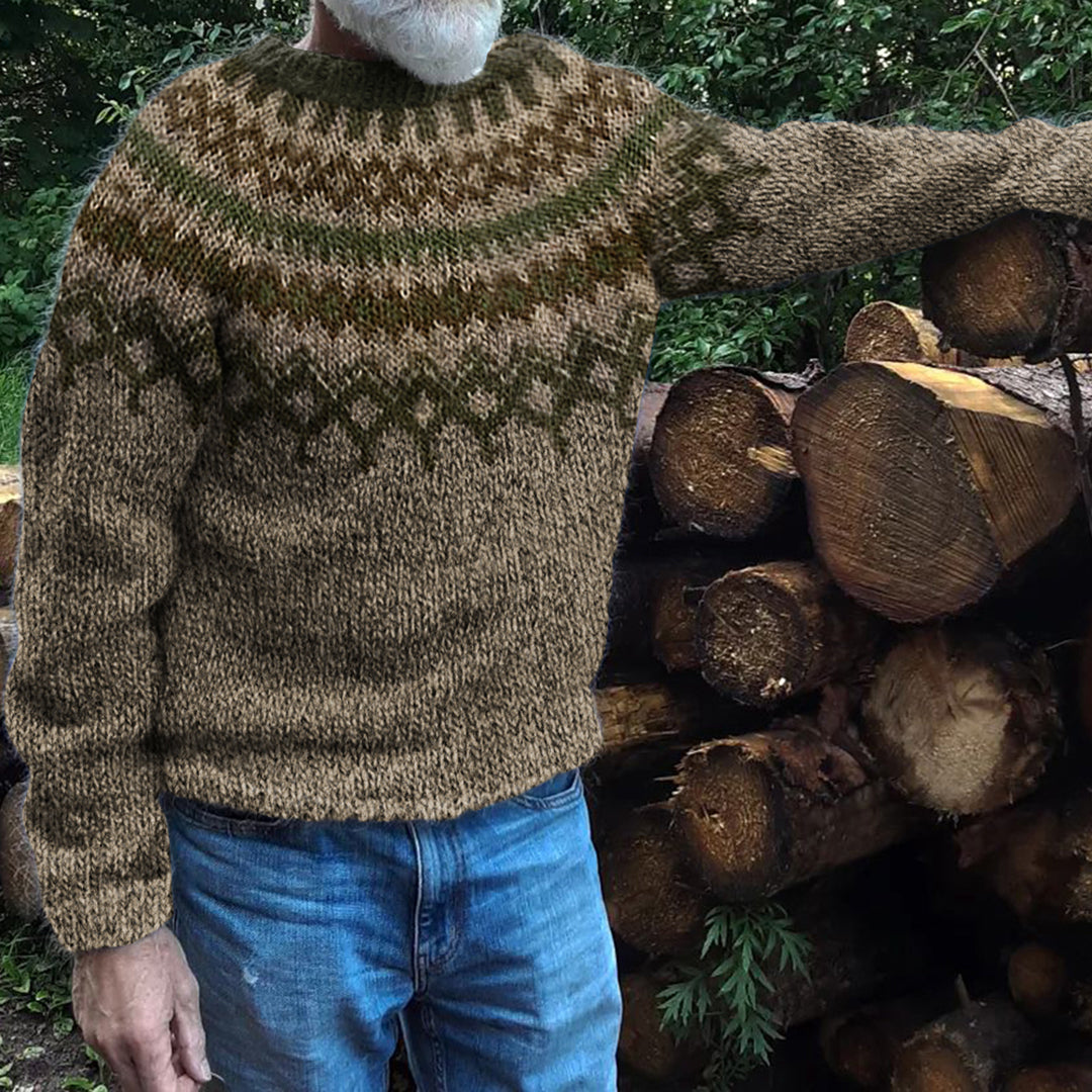 Men's Geometry Jacquard Art Cozy Knit Sweater elevenforest