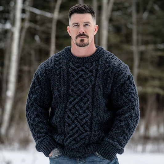 Men's Vintage Fairman Island Jacquard Thick Warm Crew Neck Sweater elevenforest