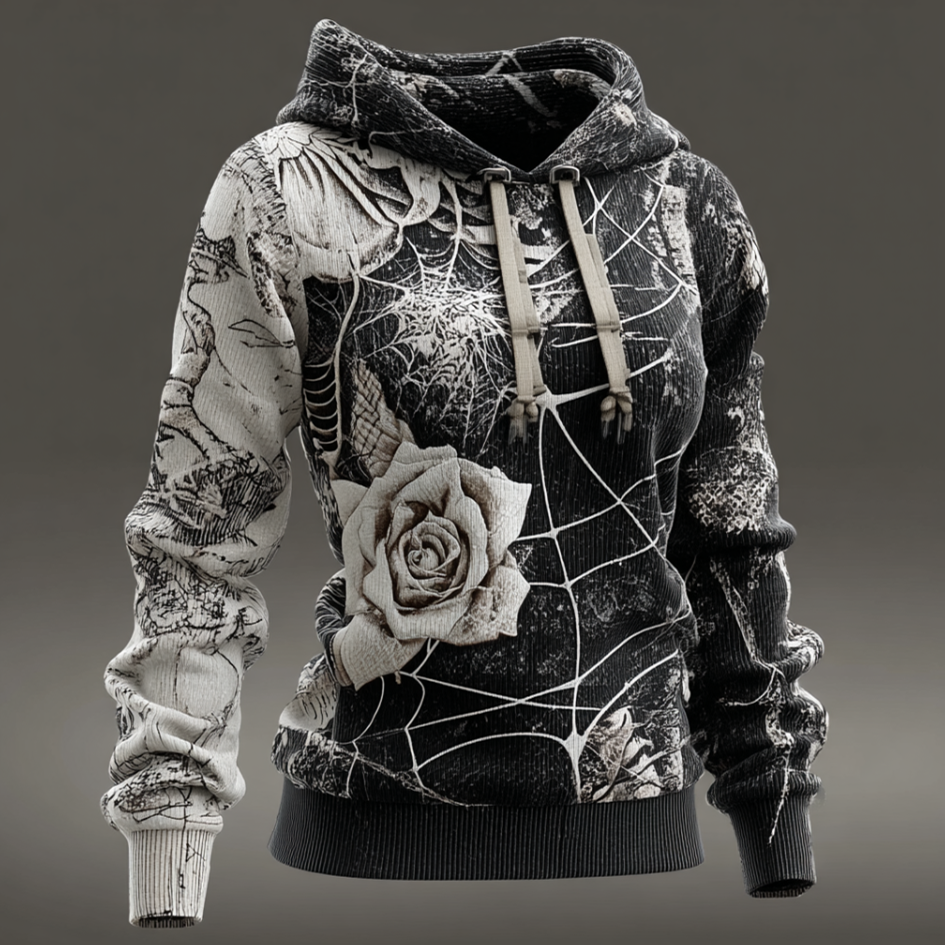 Ladies' Halloween Line Art Dark Style Knit Sweater artswardrobe