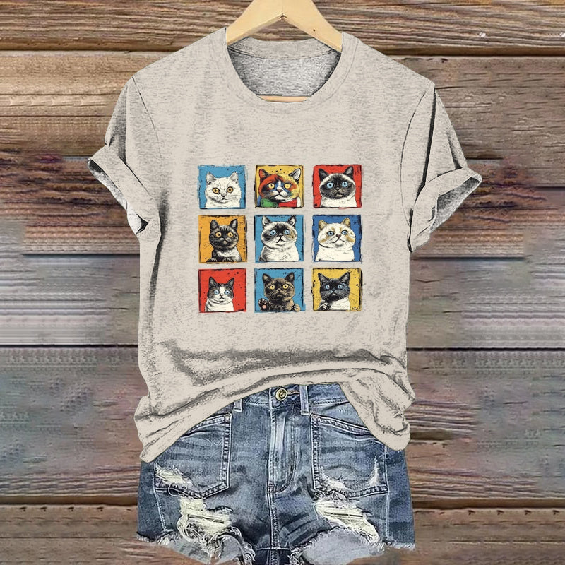 Pop Art Cat Andy Warhol Style Cat Meme T-shirt elevenforest