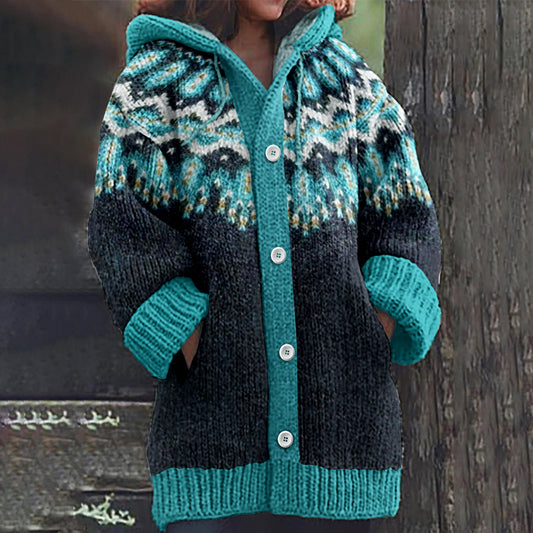 Vintage Geometric Icelandic Ethnic Knitted Warm Sweater Cozy Cardigan elevenforest