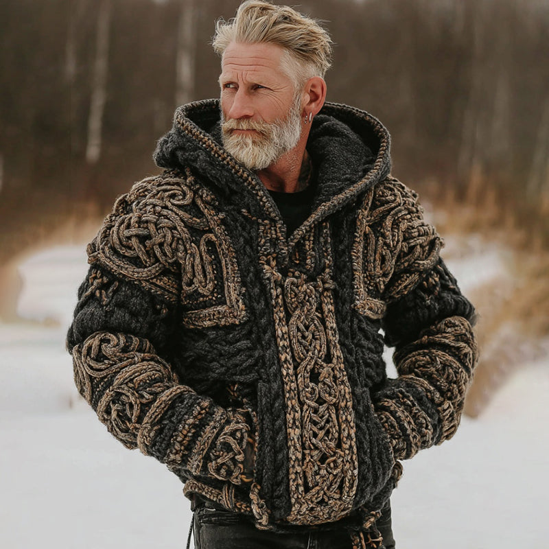 Men's Viking Celtic Knot Contrast Art Cozy Hooded Sweater artswardrobe