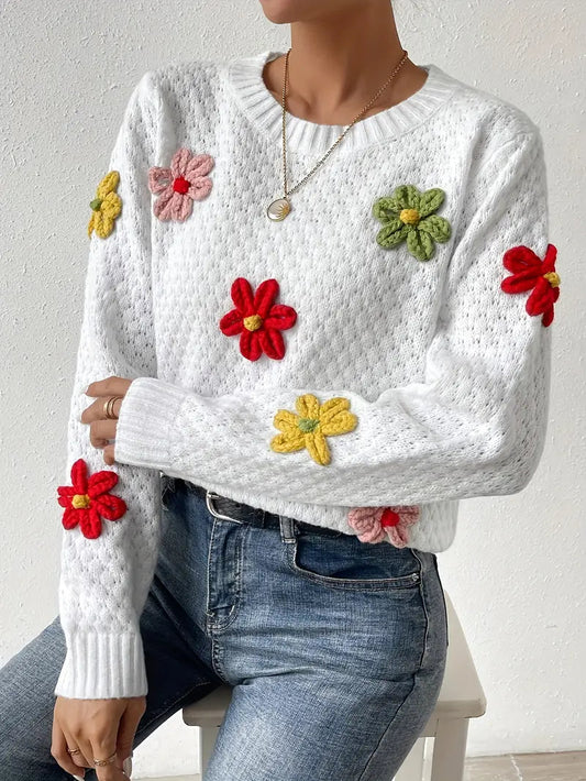 Kestrel® | Knitted sweater with 3D floral pattern