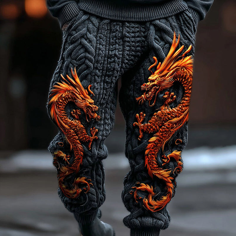 Men's Viking Tribal Dragon Celtic Pattern Art Knit Pants artswardrobe
