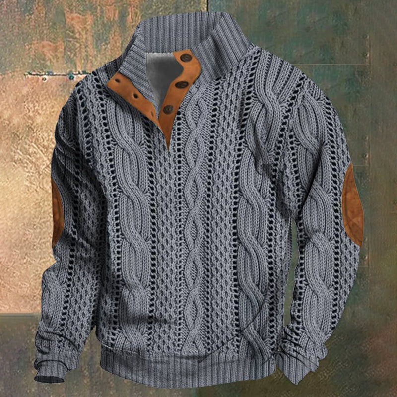 Men'S Casual Retro Printed Stand Collar Sweatshirt elevenforest