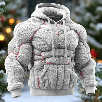 Line Art Knitted Warm Men's Hooded Sweater artswardrobe