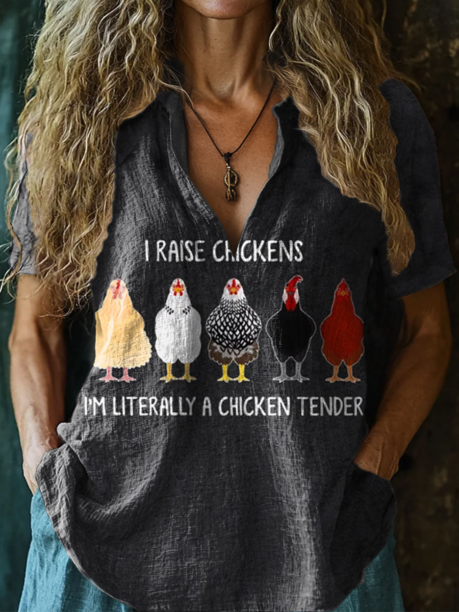 Women's I Raise Chickens I'm Literally A Chicken Tender Print Casual S