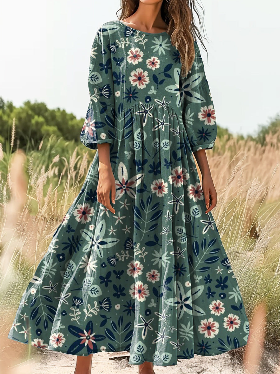 Women's Art Painting Hippie Print Round Neck Dress