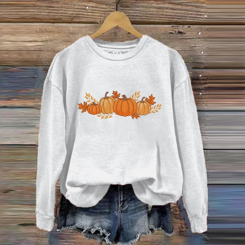 Thanksgiving Autumn Pumpkin It's Fall Y'all Geometric Printed Women's Sweatshirt artswardrobe