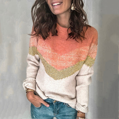 Contrast Panel Pullover Crewneck Raglan Sleeve Sweater elevenforest