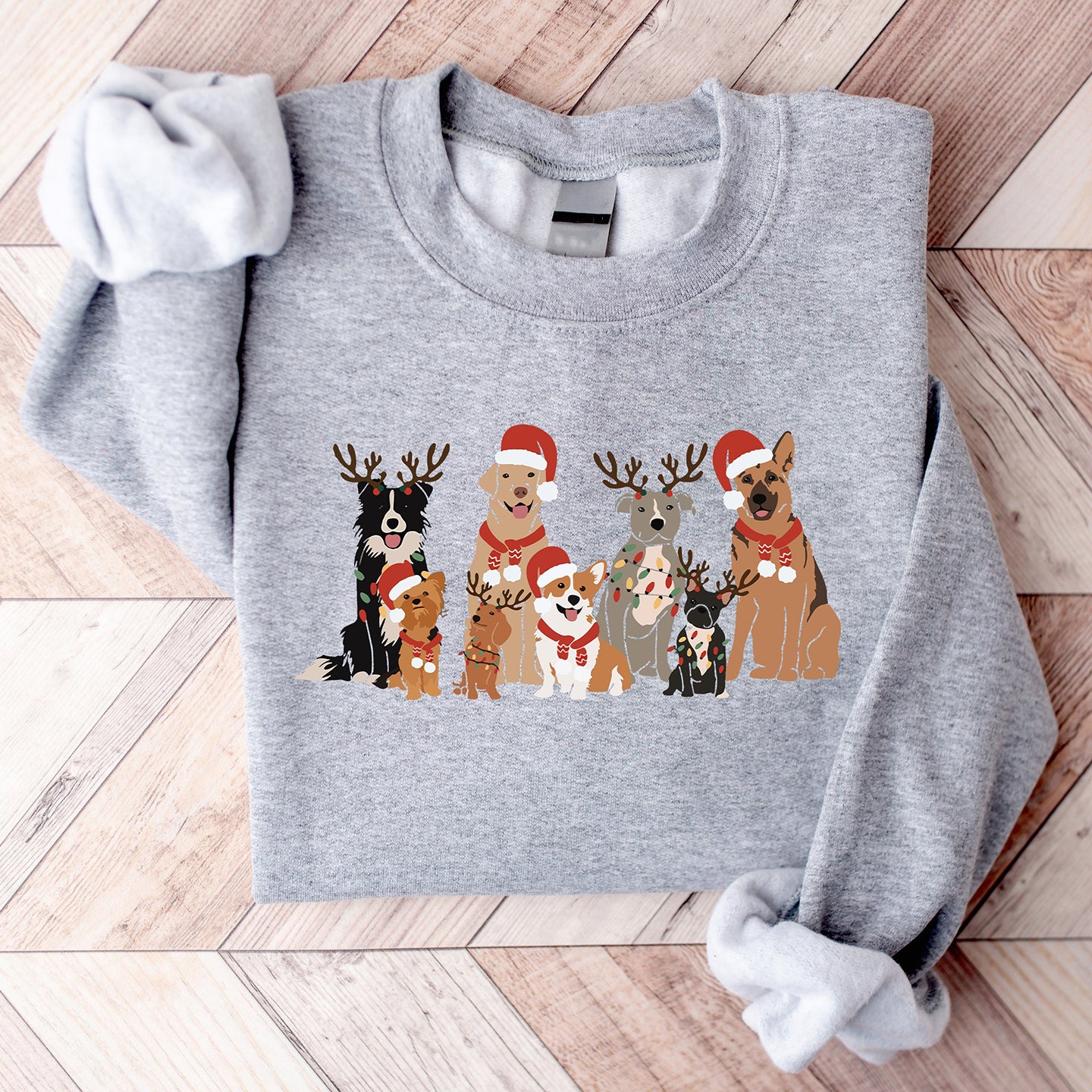 Comstylish Christmas Dog Print Cozy Sweatshirt