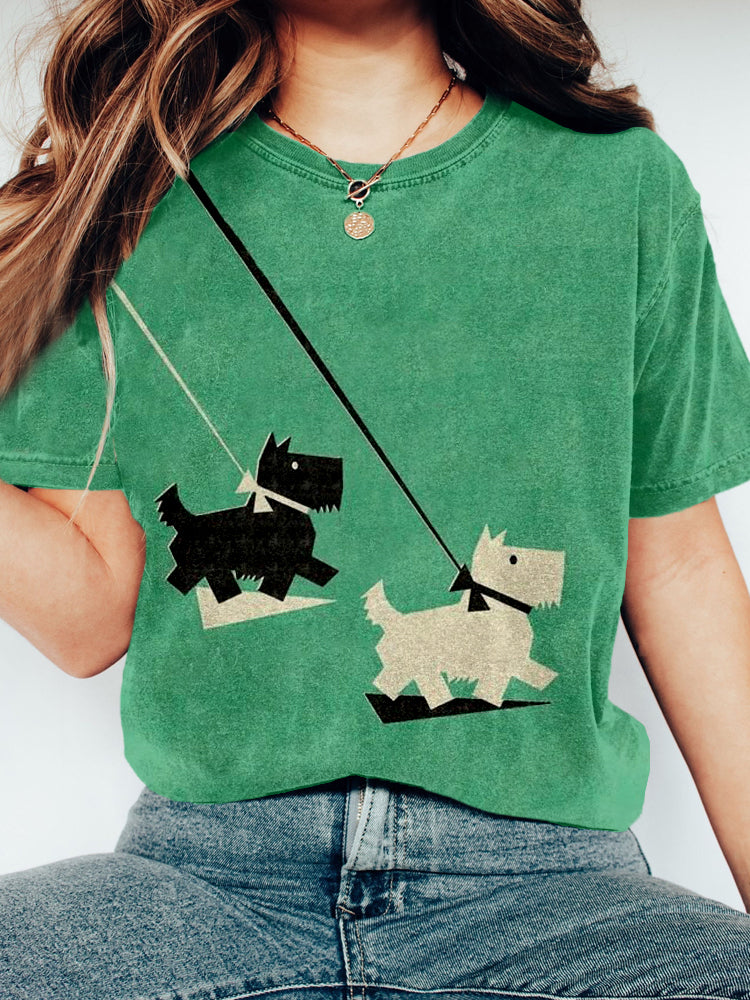 Comstylish Cute Scottish Terrier Dog Vintage Washed T Shirt