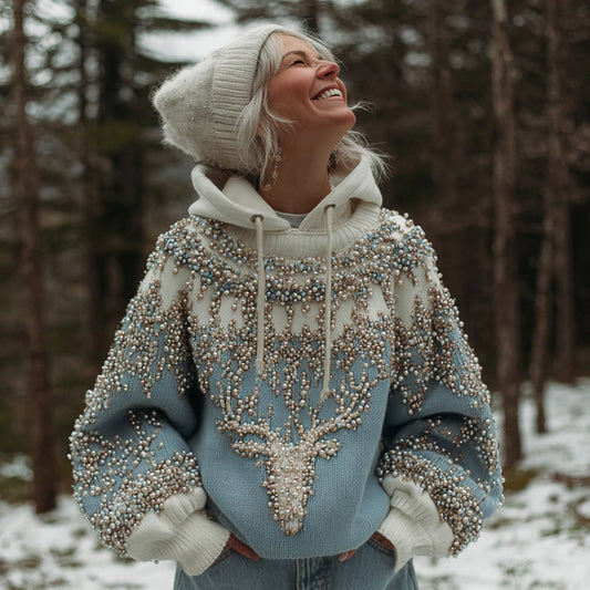 Women's Halloween Snowflake Elk Warm Sweater artswardrobe