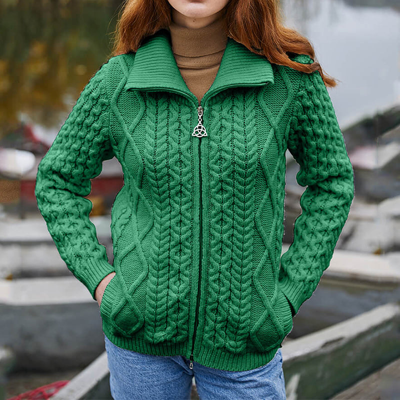 Vintage Lapel Chunky Zipper Irish Sweater artswardrobe