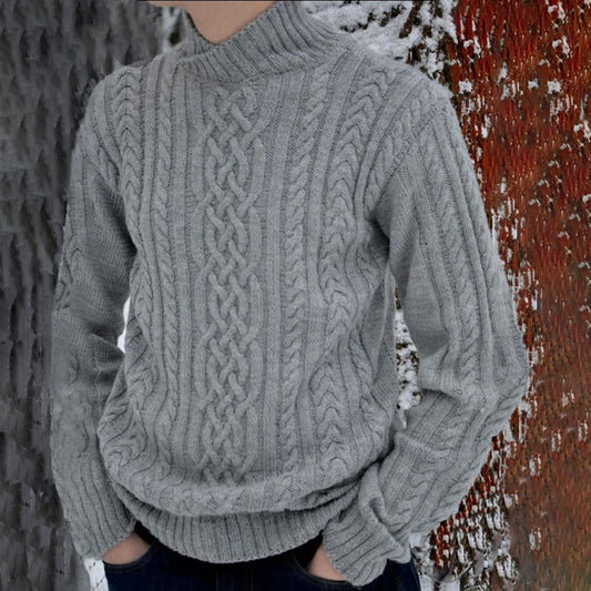 Mens Vintage High Neck Jacquard Weave Cozy Sweater elevenforest