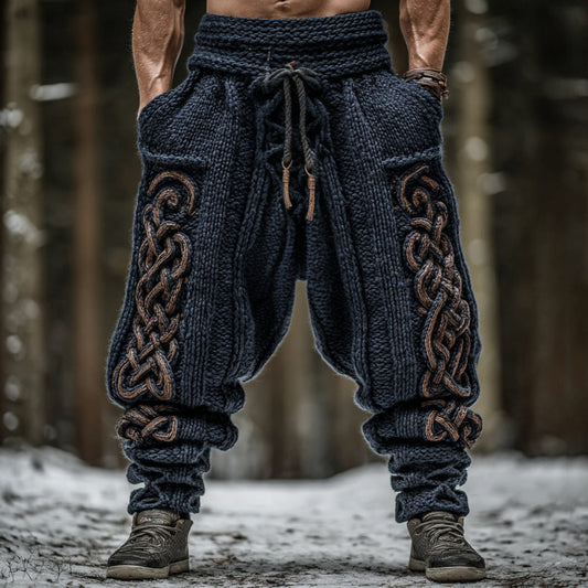 Men's Viking Tribal Celtic Knot Pattern Art Knit Pants artswardrobe