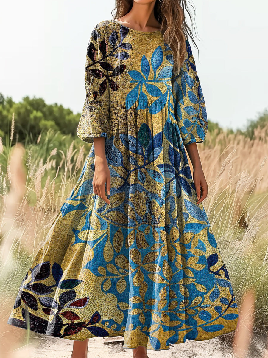 Women's Art Painting Hippie Print Round Neck Dress