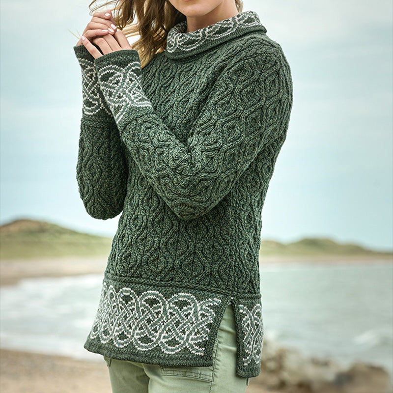 Woman Celtic Jacquard Aran Sweater elevenforest