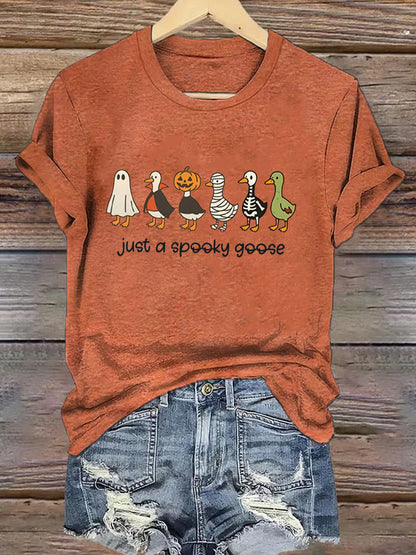 Women's Just A Spooky Goose Print Casual T-shirt artswardrobe
