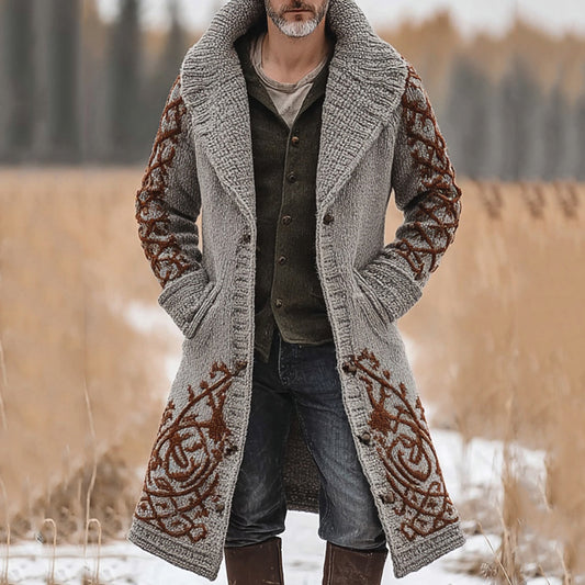 Men's Celtic Knot Mid-length Pocket Hooded Cardigan Sweater artswardrobe
