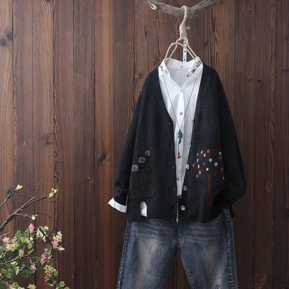 Vintage Botanical Long Sleeve Knit Cardigan elevenforest